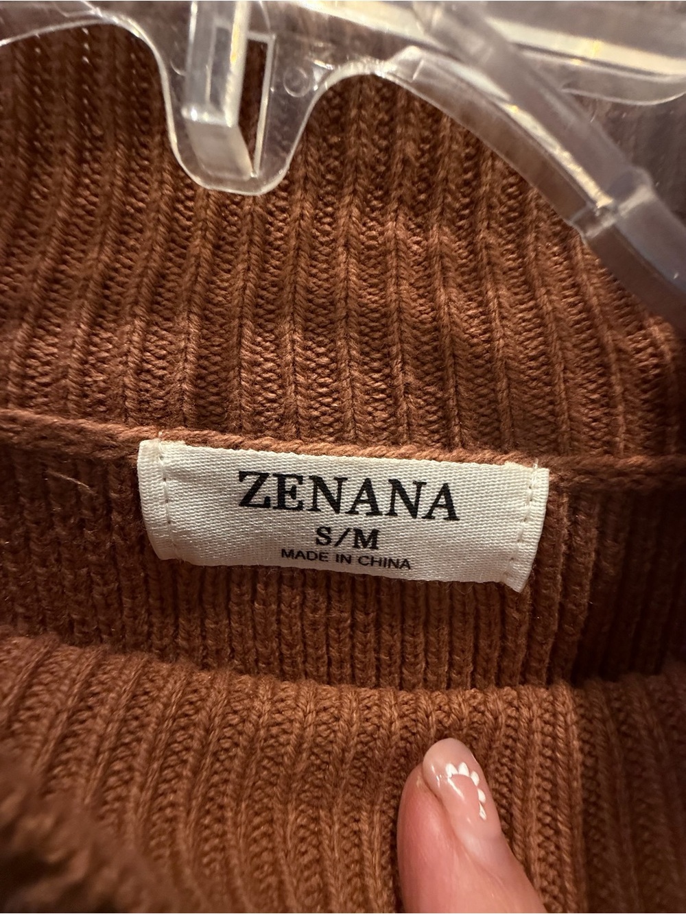 Zenana Outfitters Cropped Ribbed Turtleneck Sweater - Rust Brown - Picture 4 of 9